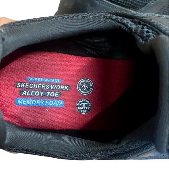 Skechers Men's Work Shoes 11.5 Black Slip Resistant Alloy Toe Memory Foam - Picture 2 of 9